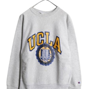 「80s USA製 ★ チャンピオン リバースウィーブ カレッジ プリント スウェット メンズ L 古着 ヴィンテージ トレーナー 裏起毛 霜降り グレー」