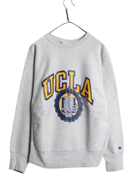 「80s USA製 ★ チャンピオン リバースウィーブ カレッジ プリント スウェット メンズ L 古着 ヴィンテージ トレーナー 裏起毛 霜降り グレー」